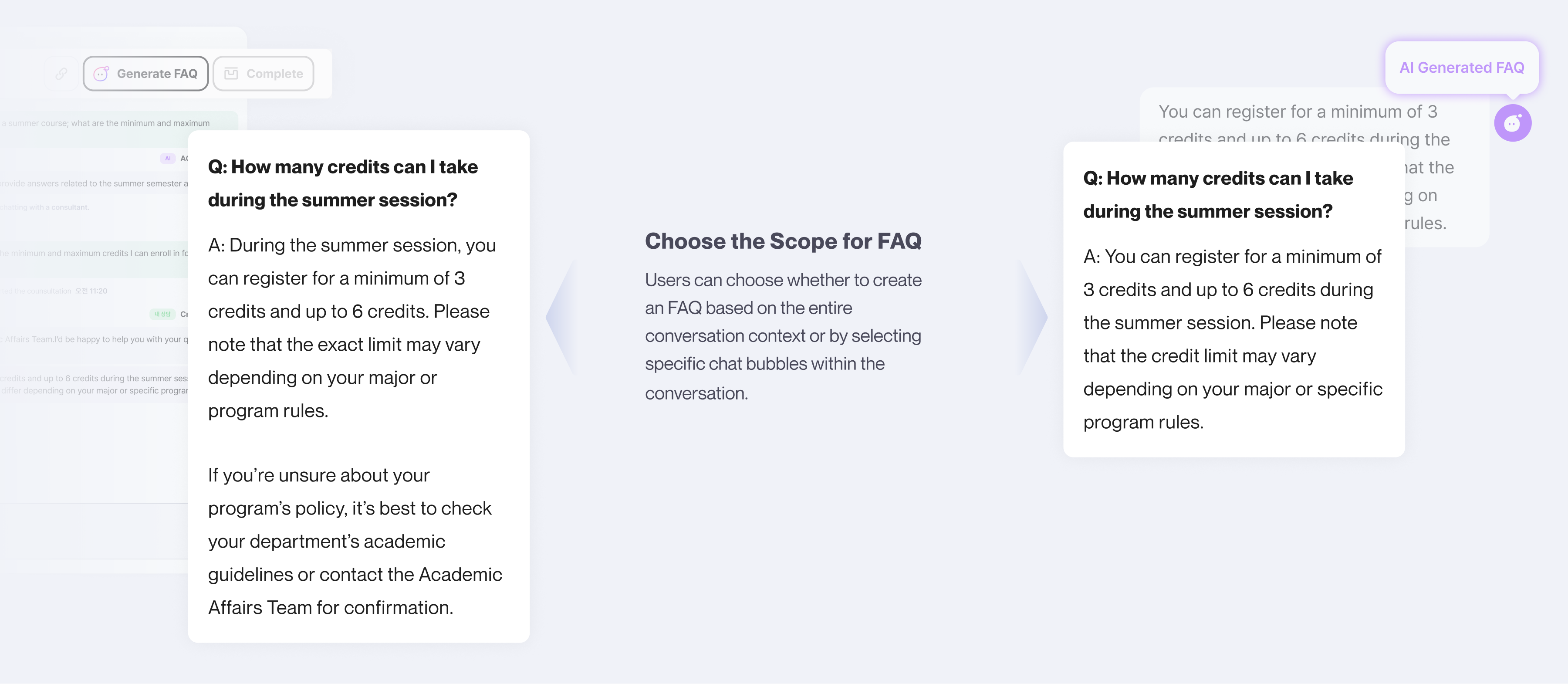 Comparing summarizing the entire conversation versus a selected part