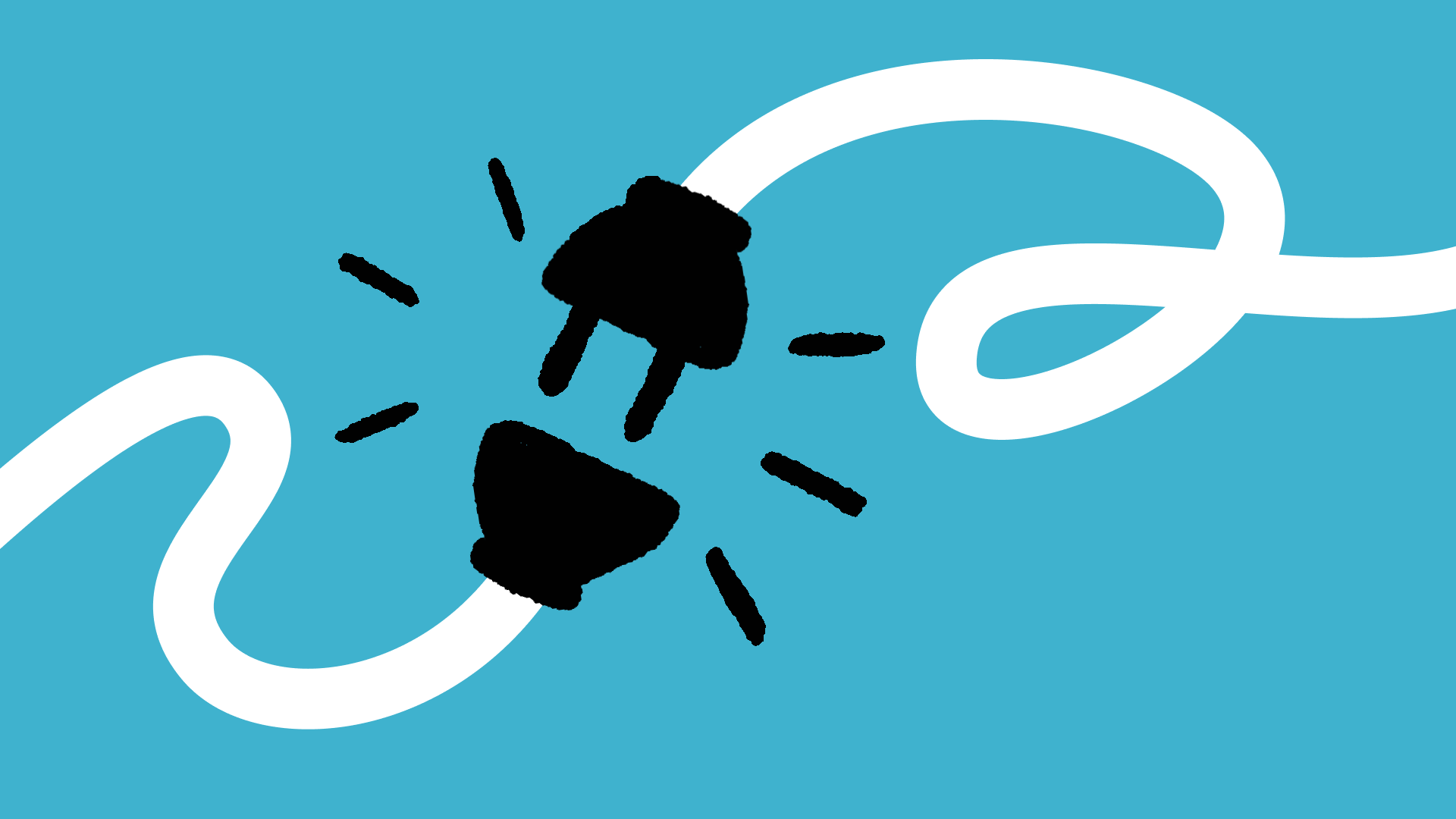 Illustration of a black plug and socket disconnecting on a cyan background